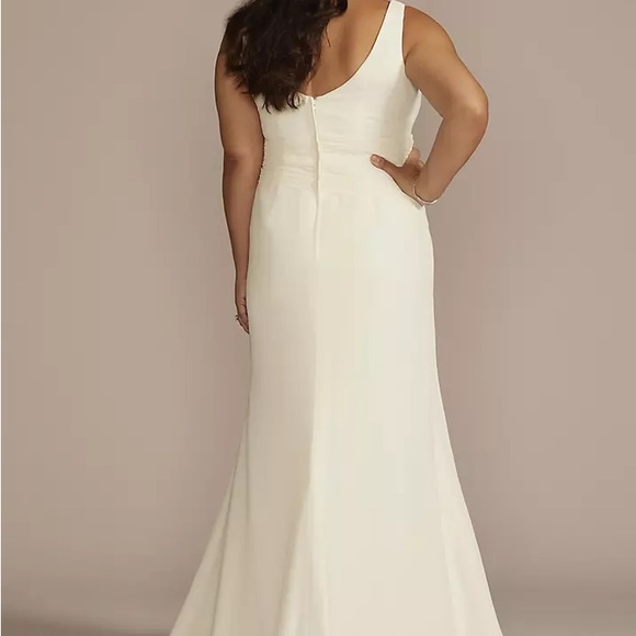 DB Studio Pleated Chiffon V Neck Tank A-line Wedding Dress Style #WG4083 - Picture 2 of 9